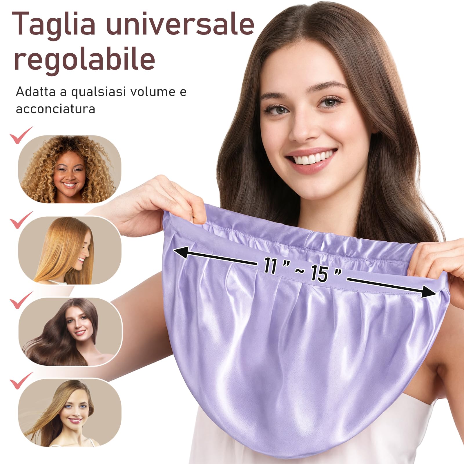LitBear 22 Momme - Cuffia in Seta per Dormire, 100% Seta di gelso, 100% Silk Bonnet con Fascia Elastica, Traspirante e Regolabile per Capelli Ricci, Colore: Rosa., 61