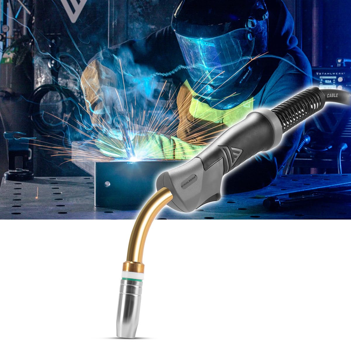 STAHLWERK antorcha de soldadura AK25/MB25 con paquete de mangueras 5m conexión Euro central, máquinas de soldar, refrigerada por gas, ligera, flexible
