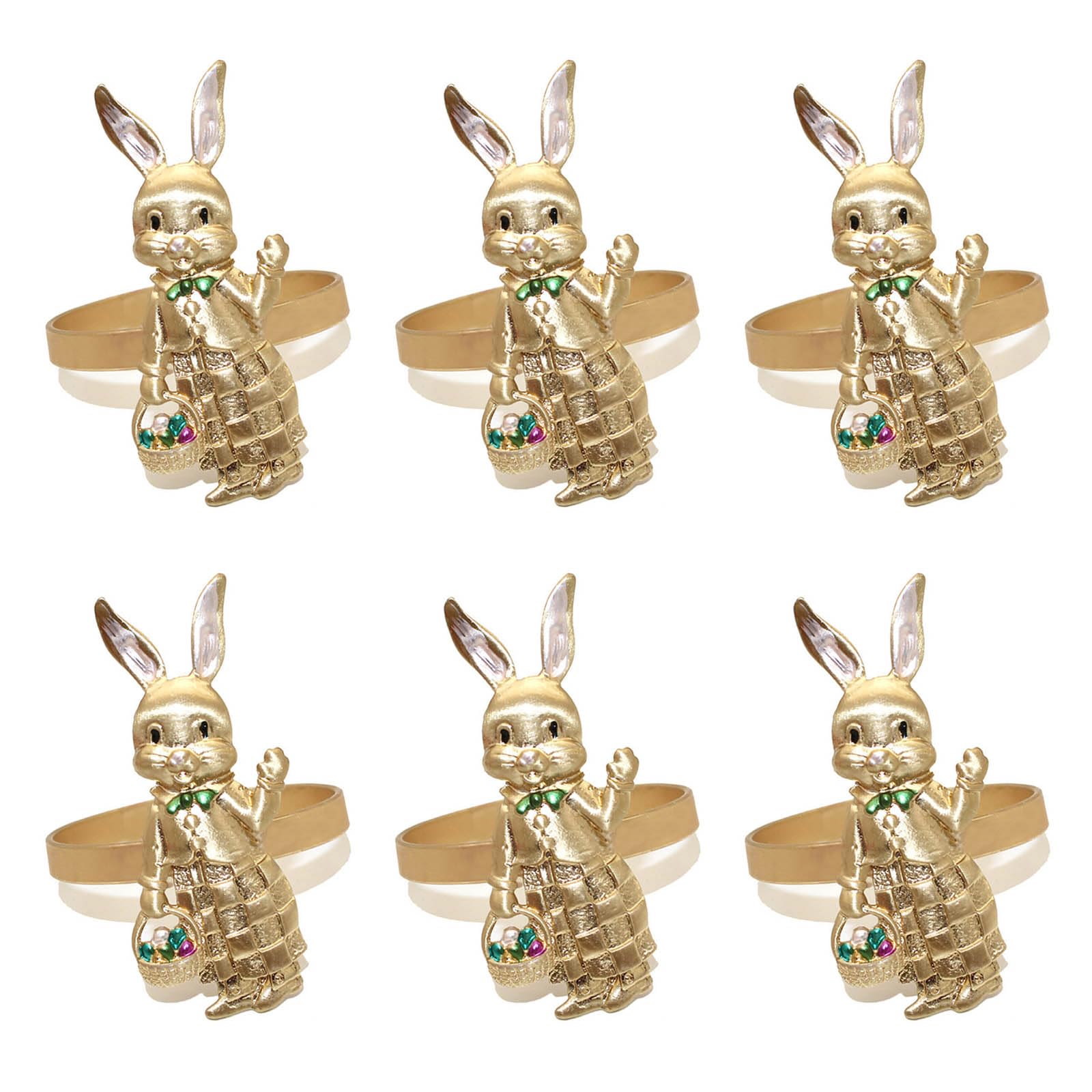 PANFHGFG 6Pieces Metal Easters Rabbits Napkin Holders Rabbits Shape Napkin Holders Rings for Easters and Special Event Rings