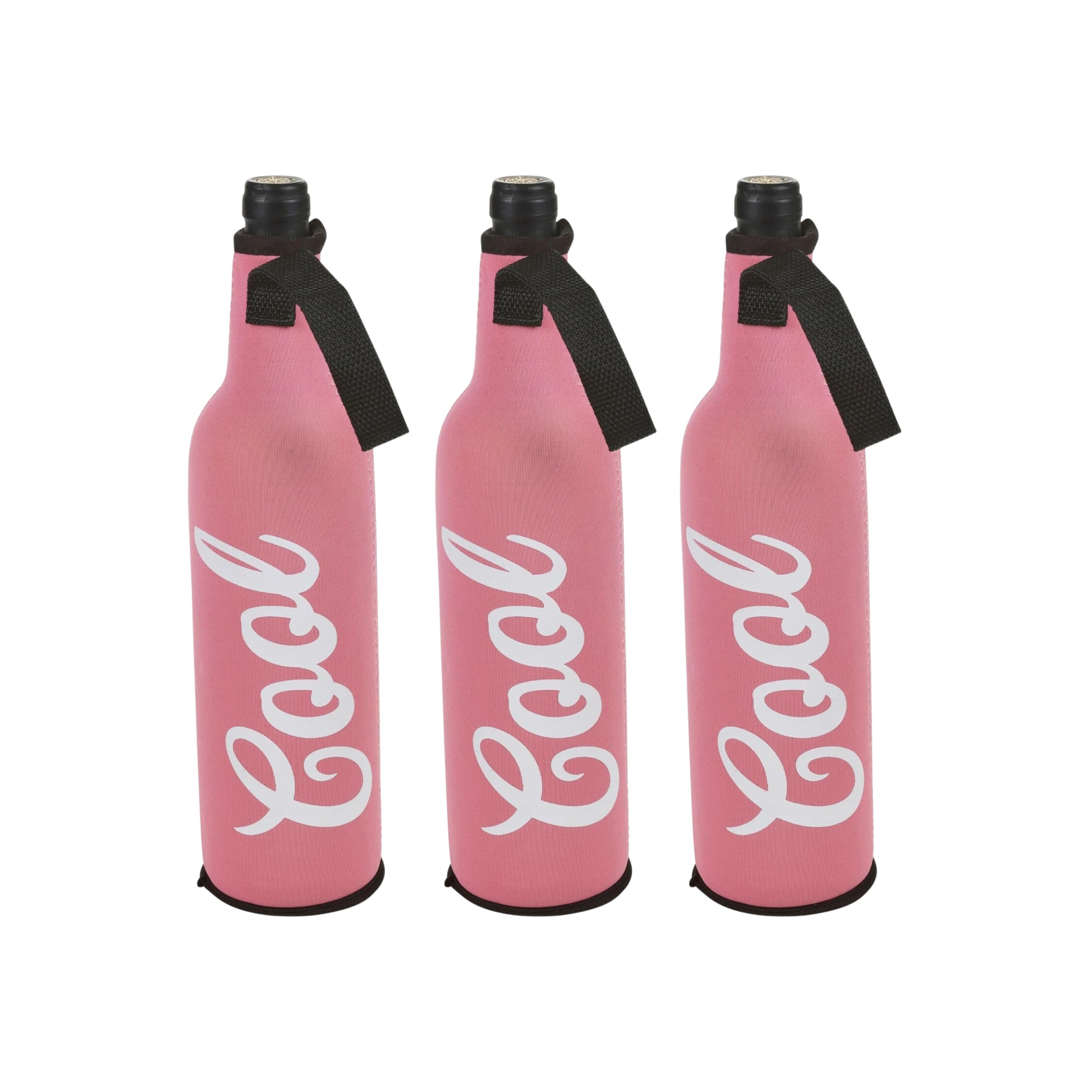 URBN-CHEF Zip Up Protective Insulating Neoprene 500ml Bottle Holder Sleeve Non Slip Coolerbag Water, Beer Jacket Covers for Travel, Sports, Hiking, Picnic, Beach, Park (Pink, 3)