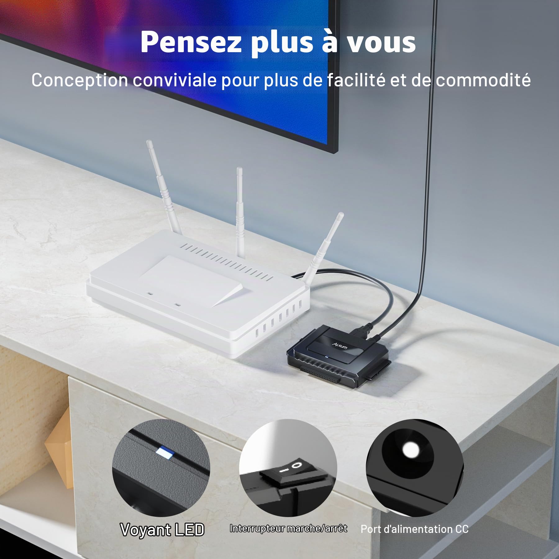 Alxum Adaptateur USB 3.0 IDE SATA Disque Dur 2.5/3.5 HDD/SSD