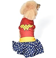 Vista 5 de DC Comics Disfraz de perro de la Mujer Maravilla XS El mejor disfraz de Halloween de la Mujer Maravilla de DC Comics para perros extra pequeños