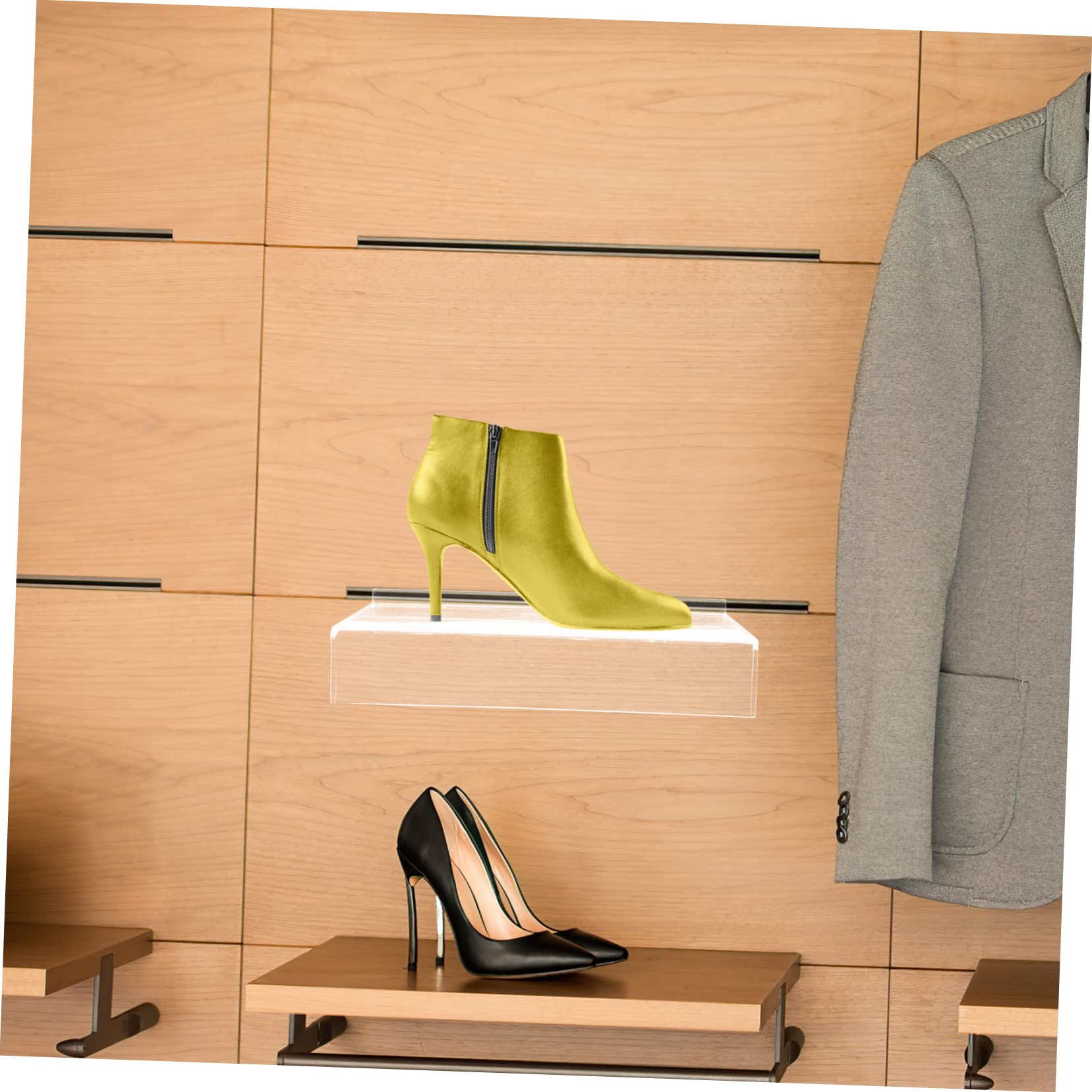 Ciieeo Shoe Display Slatwall Shelf Wall-Mounted Shoe Rack Retail Store Display Wall Shelves