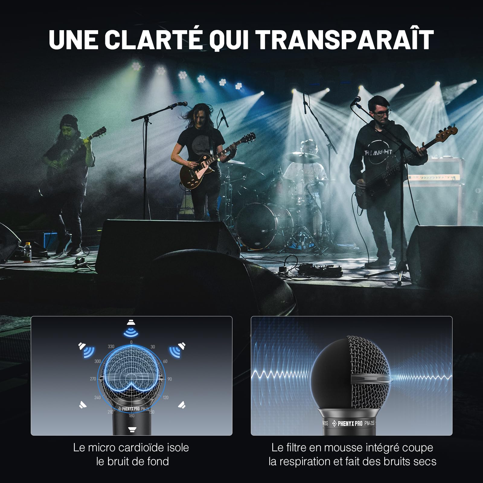 Phenyx Pro Micro Vocal Dynamique Cardioïde XLR on/Off PM-25S