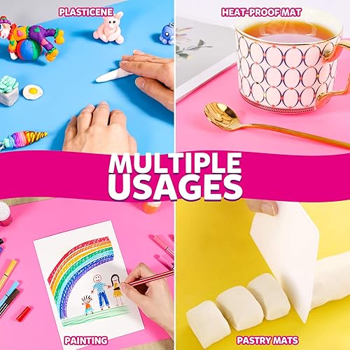 Miniatura 7 de LEOBRO Paquete de 3 hojas de silicona grandes A3 para manualidades, moldes de resina para joyas, alfombrilla de silicona antiadherente, alfombrillas