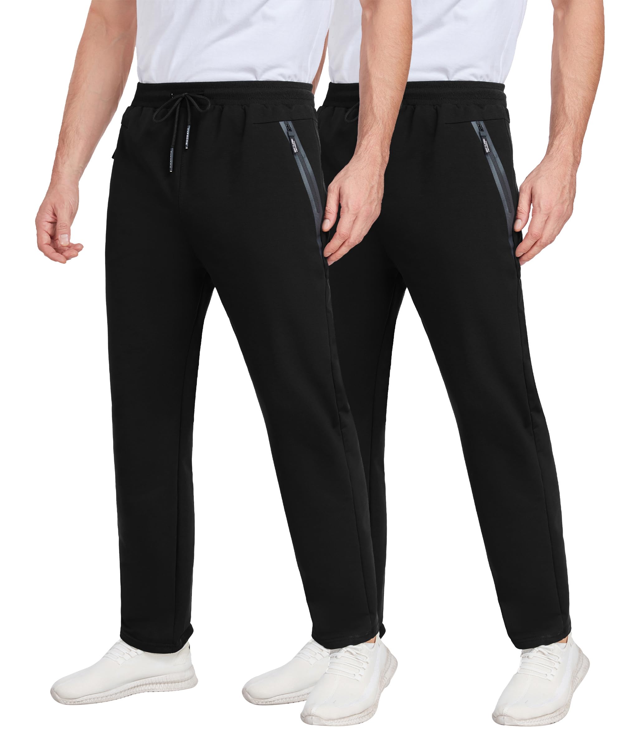 Jogginghose Herren 2er Pack Sporthose Trainingshose Lang Baumwolle Gym Fitness Hose Für Männer Mit Reißverschlusstaschen