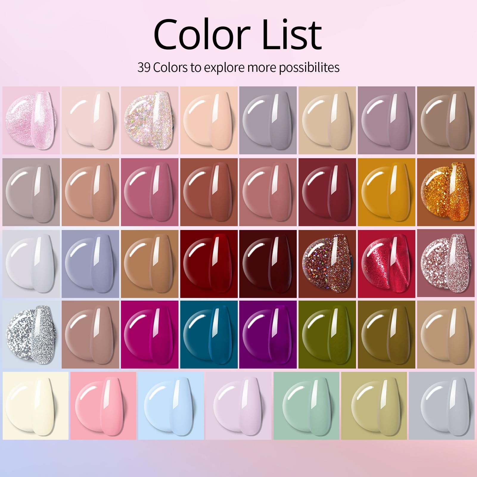 UR SUGAR Kit Vernis Semi Permanent Complet, 39 Couleurs Kit Ongle Gel UV Complet avec 48W Lampe UV/LED, Kit Manucure Semi Permanent avec Base et Top Coat set pour Femmes Débutant Cadeau