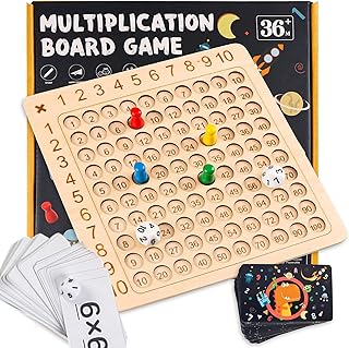 Wooden Montessori Multiplication Board Game, Times Tables Games for Kids Toddlers, Math Table Board Game, Educational Learning Counting Blocks