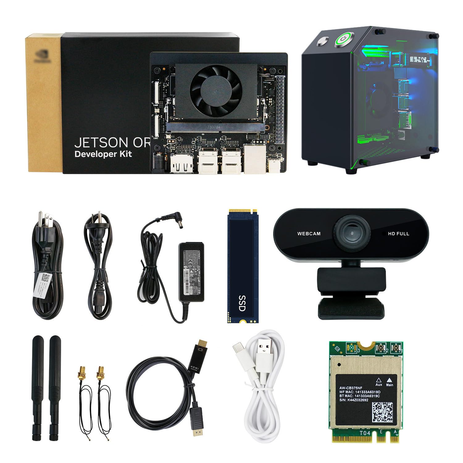 Yahboom Official Jetson Orin Nano 8GB Super Development Kit Mini PC Kit | 67 TOPS,with Jetson Case, RGB Cooling, USB Microphone Camera, Electronic Kit