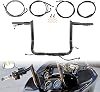 14 Rise Fully Prewired Street Glide Handlebars 1 14 Fat Ape Hangers & BrakeClutch Lines Kit for 2017-2020 Harley Touring Street Glide, Electra Glide, Ultra Limited, Black