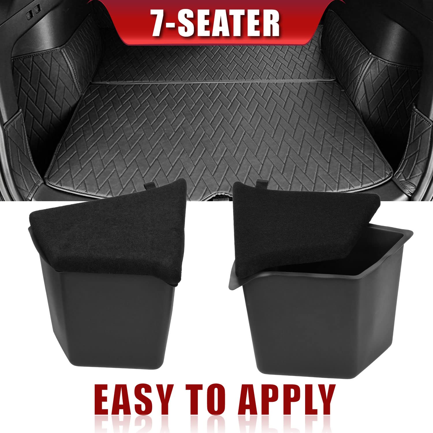 2021 2022 2023 Tesla Model Y Rear Trunk Organizer Storage Boxes with Lids, Side Storage Protector Packets, Odorless Side Storage Bins for Model Y, Interior Accessories (7-Seater Side Storage Bins)