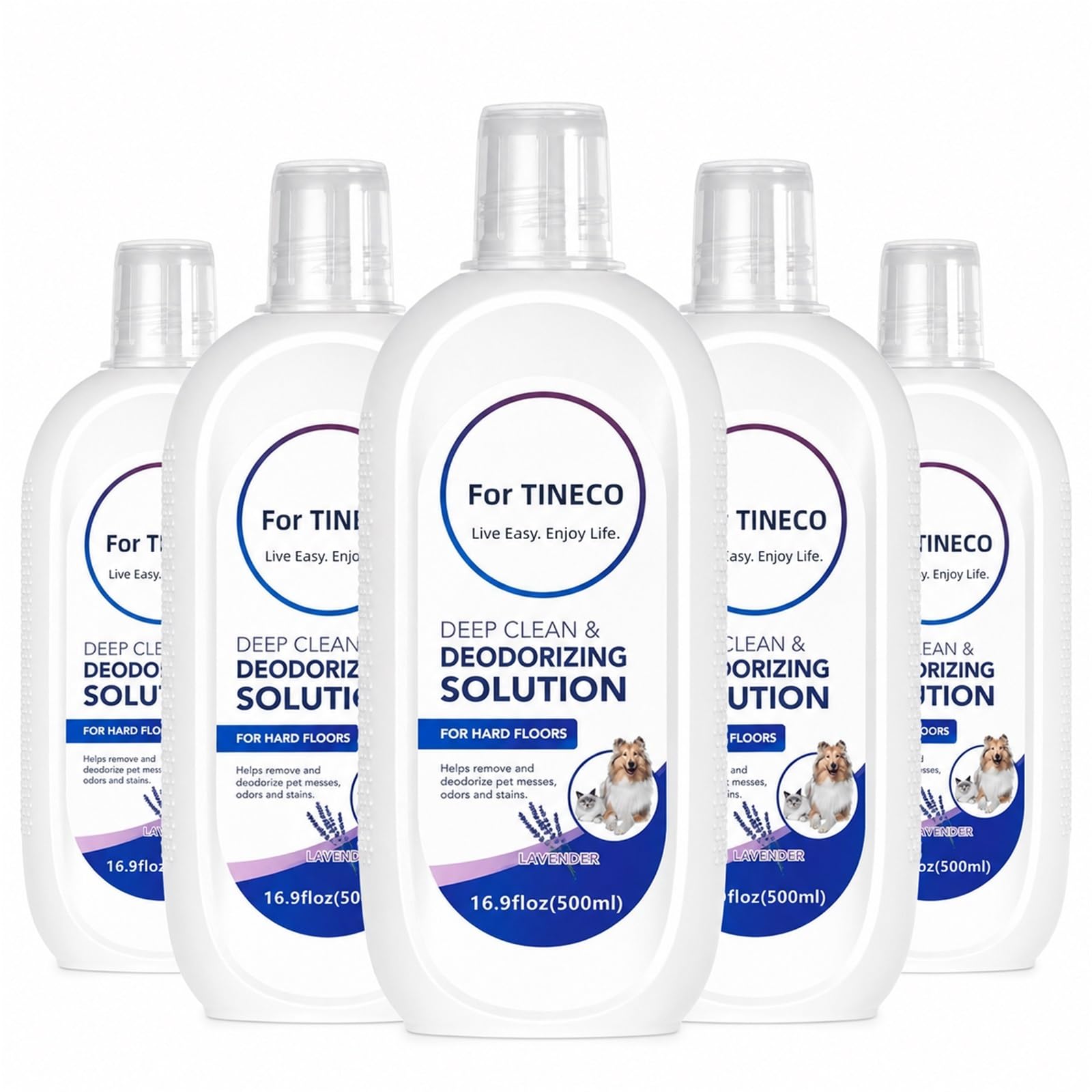 Reinigungsflüssigkeit for Böden Kompatibel mit Tineco iFLOOR/FLOOR ONE | 500 ml 5er-Pack Konzentrierter Lavendelduft pH-neutrale Formel Sicher for Haustiere & Kinder for Nass-/Trockensauger & Wischm