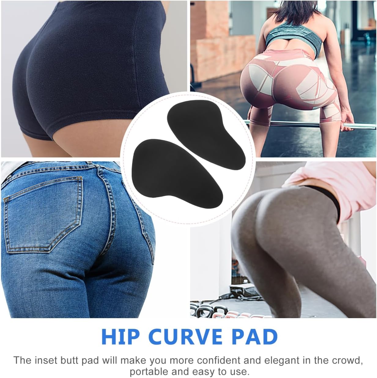Reusable Sponge Butt Lift Pads Hip Thigh Enhancer Inserts for Women Underwear Natural Curves Comfortable Fit 2 Pack 14.56X9.05X0.78In Black