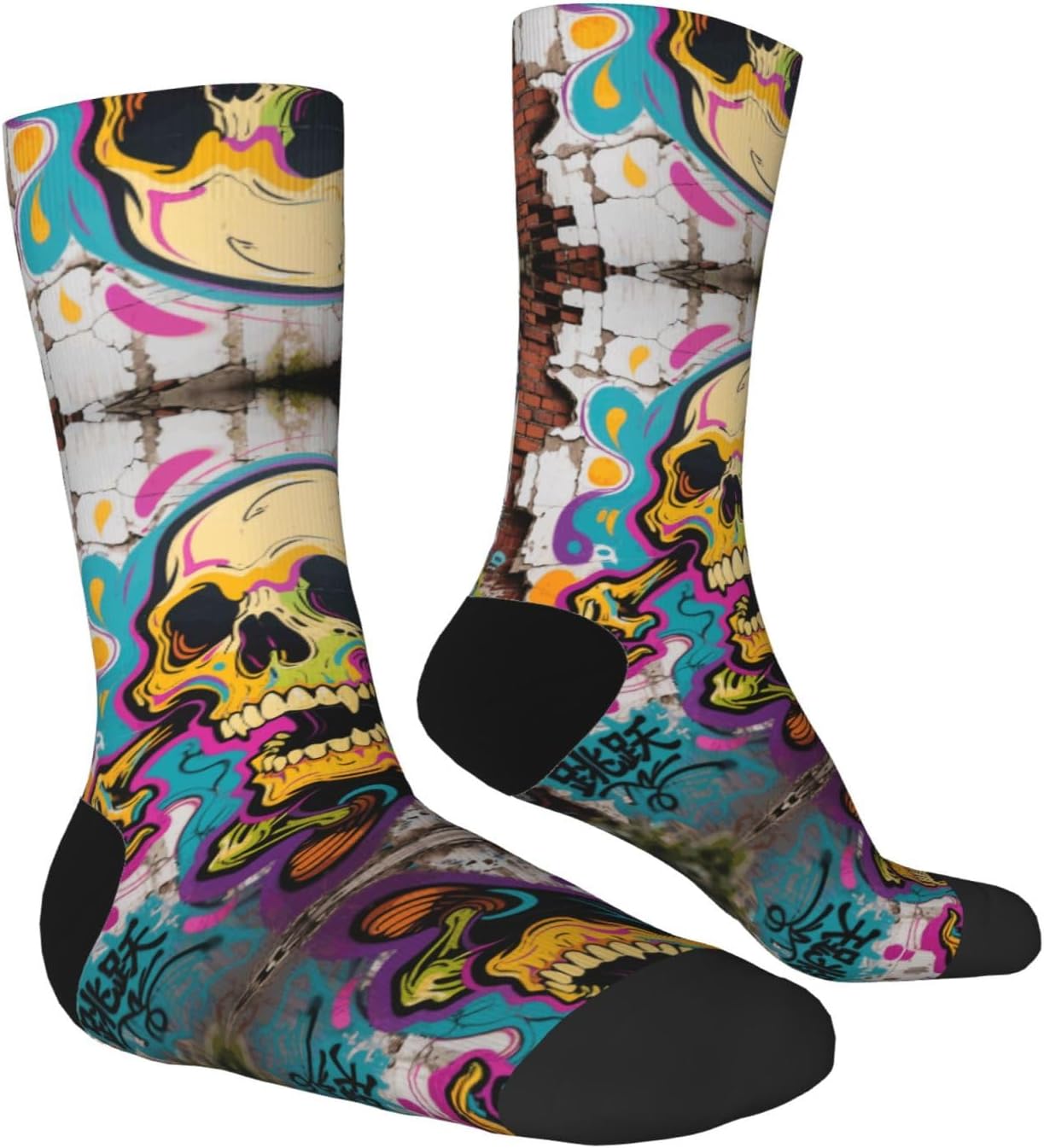 Calf Socks Casual Above Ankle Sock Skull PrintCrew Socks for Men Women Moisture Wicking Cushion Sports