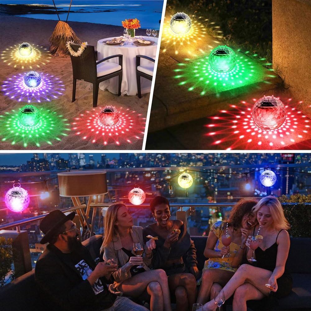 Zestaw 2 pływających lamp basenowych, solarnych lamp basenowych, wodoodporna kula basenowa, wodoodporne oświetlenie basenowe LED, dekoracja krajobrazu do basenu, stawu, imprezy, ogrodu