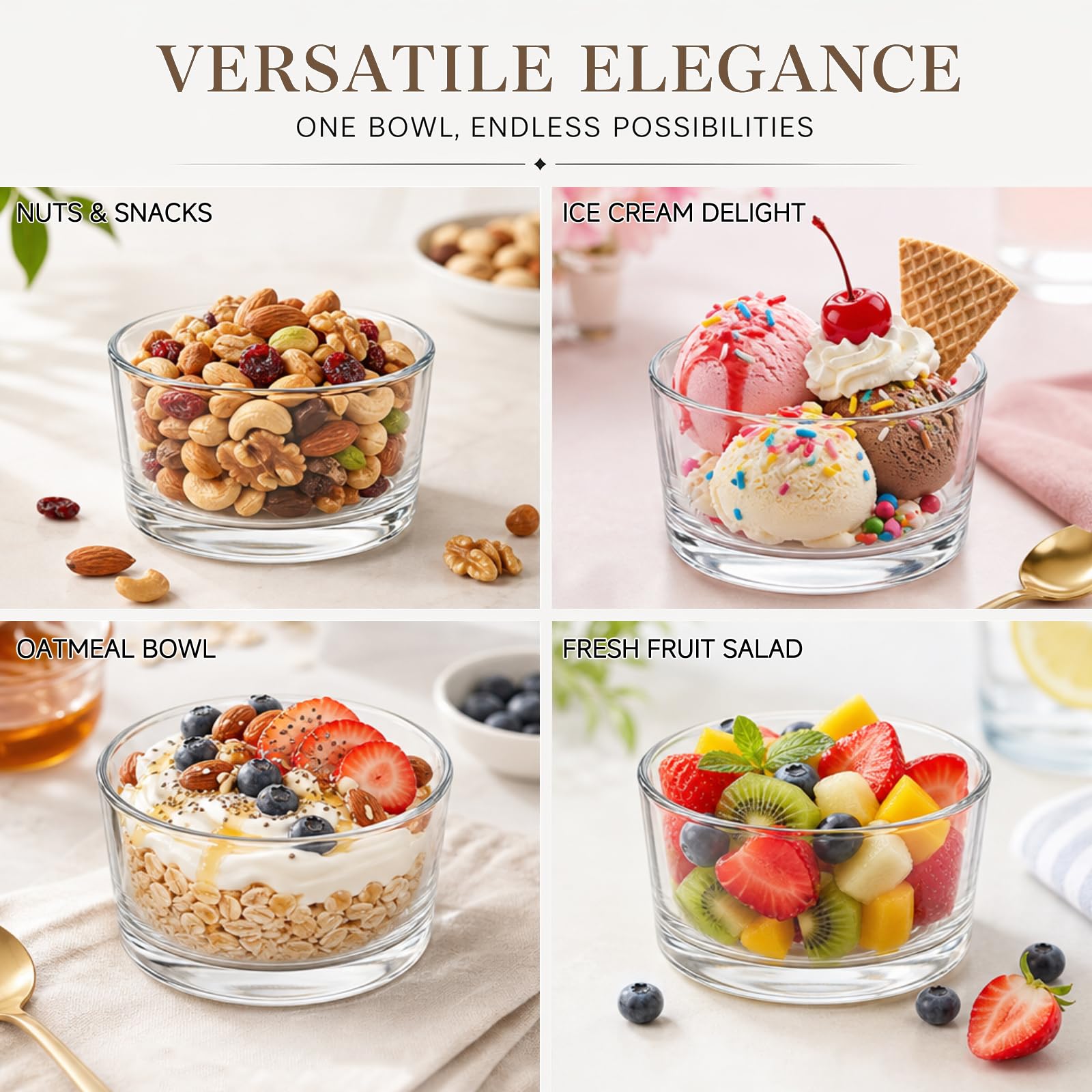 8 Pezzi Tazze Da Dessert in Vetro, 200 ml, Piccole Ciotole da Dessert per Tiramisù, Budino, Gelato, Yogurt, Bicchieri Trasparenti