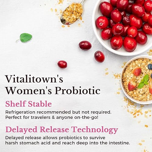 Miniatura 4 de Vitalitown Probióticos para mujeres, 120 mil millones de UFC, 30 cepas, con prebióticos y enzimas digestivas y arándano, salud intestinal y vaginal,
