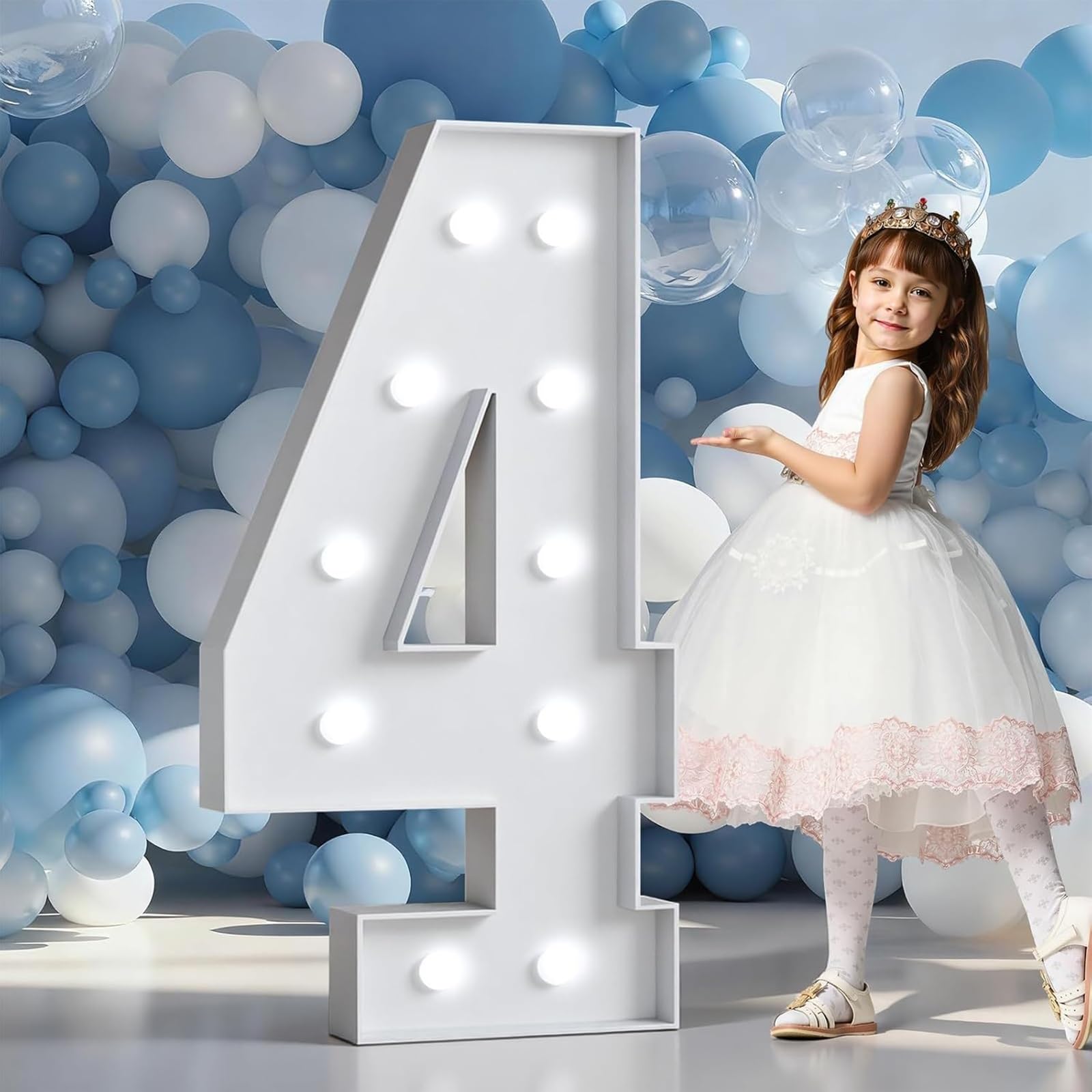 Marquee Numbers LED Light Up Sign Birthday Party Decoration(Number 4,3.3FT/100CM)