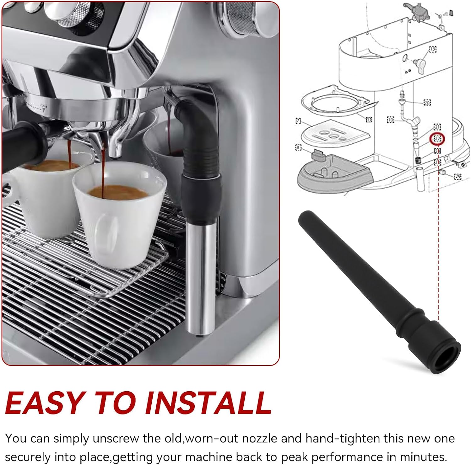 Steam Nozzle 5313259991 Coffee Machine Lower Tube - Fits for De'Longhi