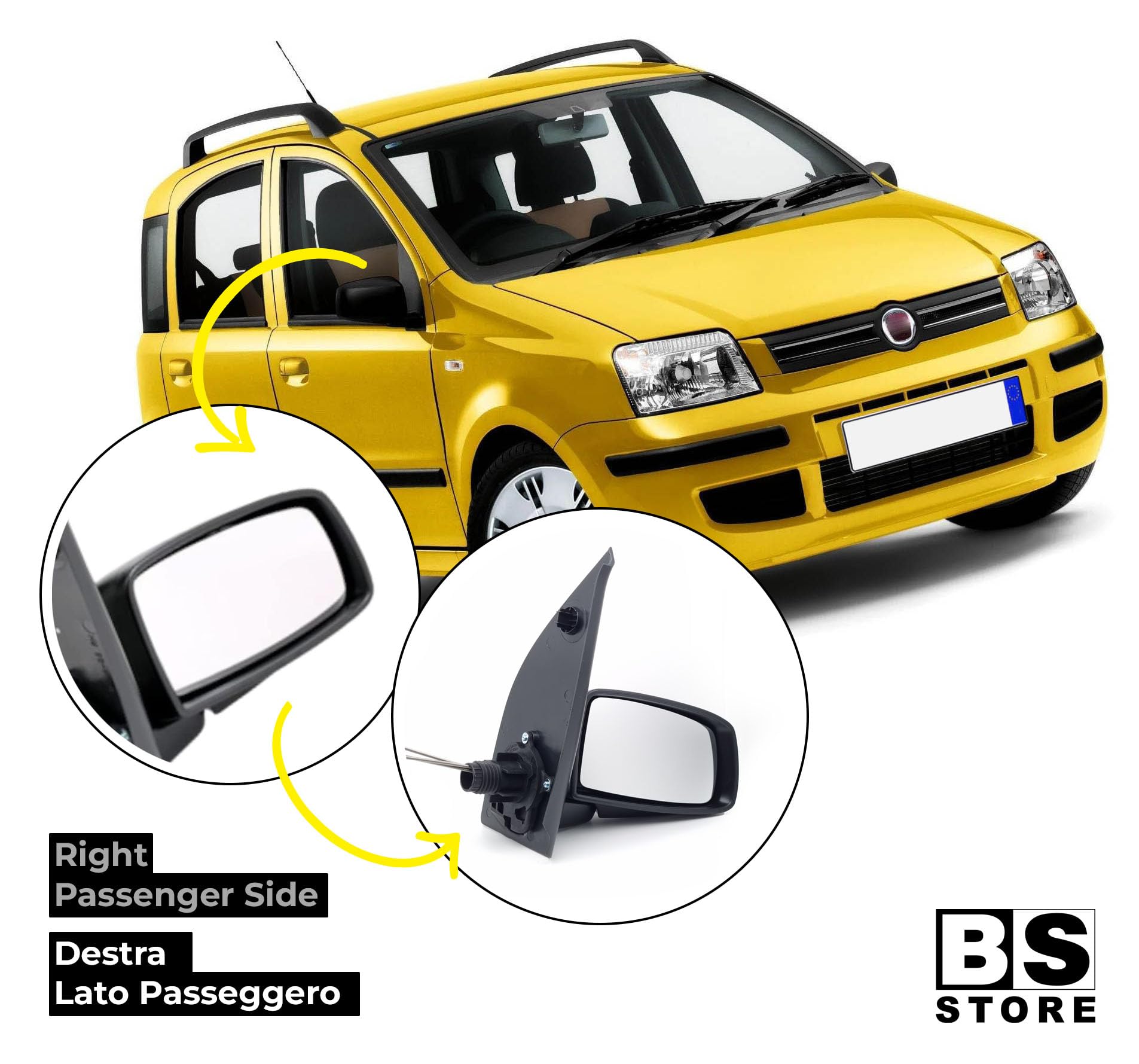 Specchietto Retrovisore Sinistro Per Fiat Panda 2009-2011 - Nero, Regolazione Manuale - Foto 11