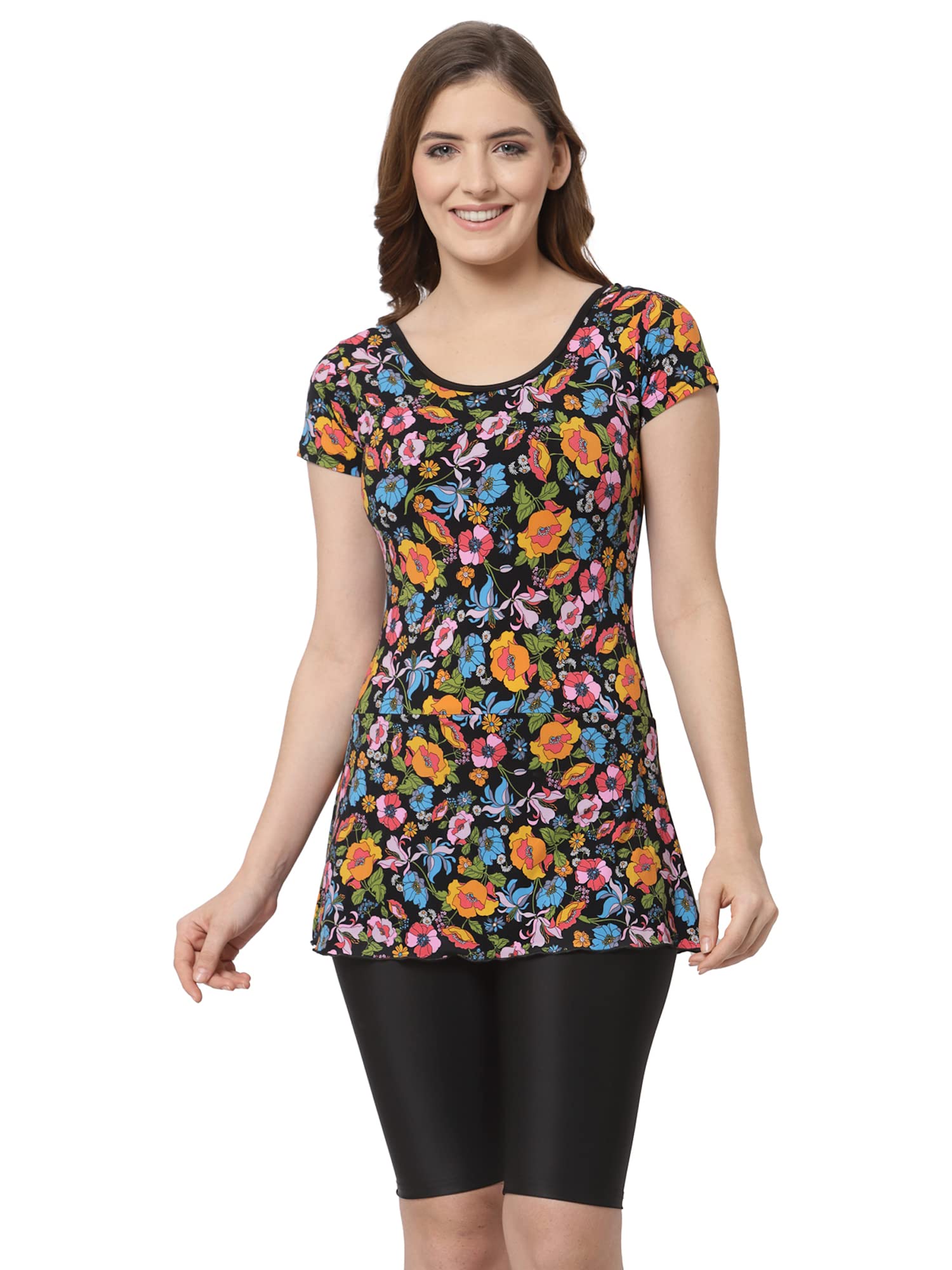 CUKOOPadded Black Floral Printed Swimwear