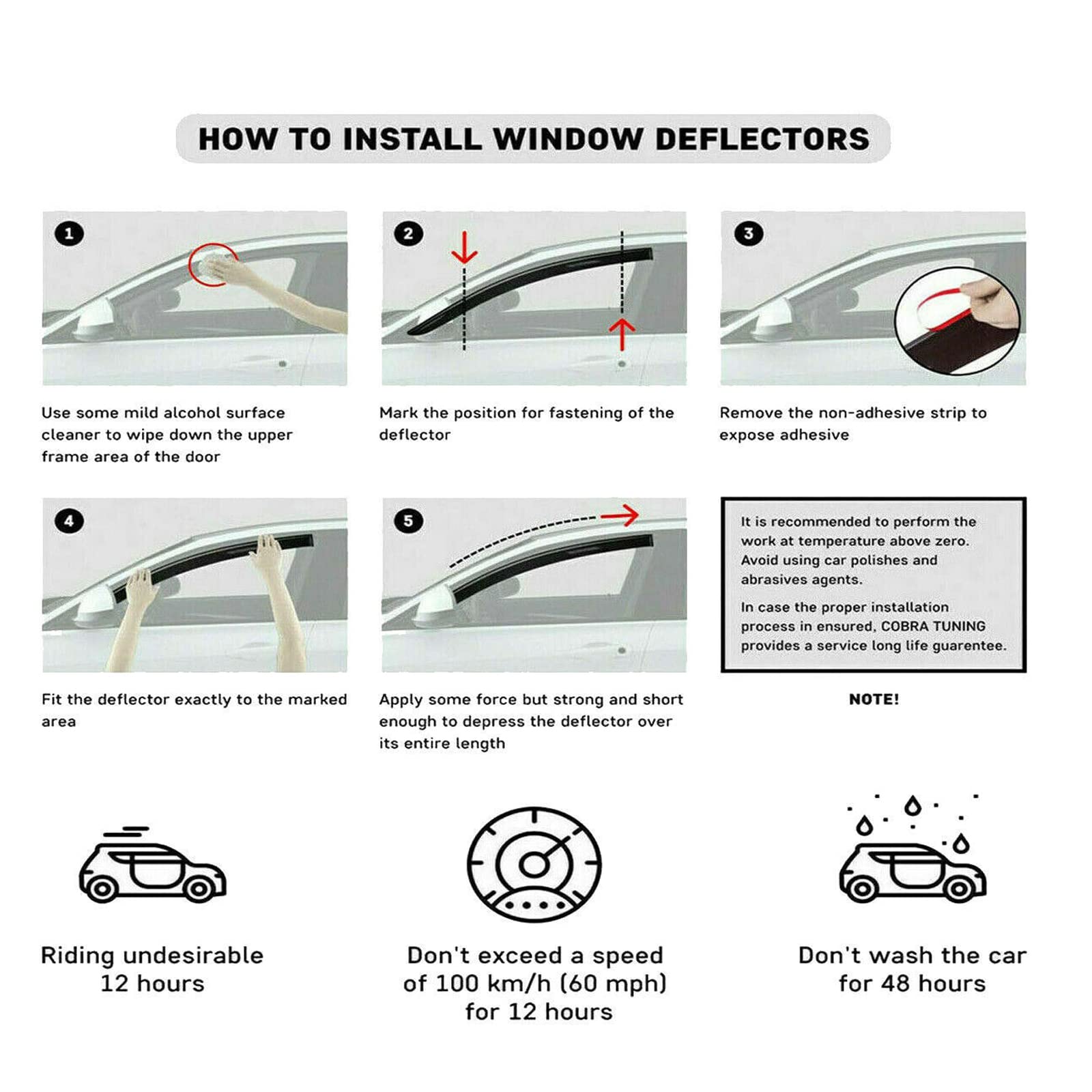 Set di 4 deflettori per vento, pioggia, fumo, sole, compatibili con Nissan Qashqai Mk1 dal 2007 al 2013 [adesivi]