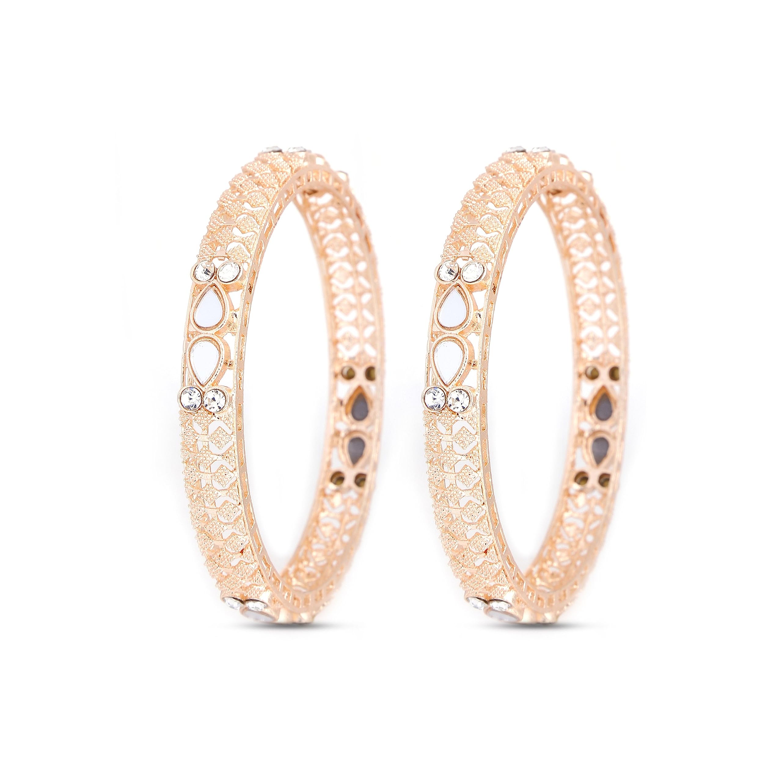 Rose Gold Shine Plated Mirror Bangles Kada for Women, Girls, Weddings, Traditional Events, Festivals, Glimmering Elegance