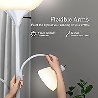 Vista 5 de Brightech Sky Dome Double – High Brightness Torchiere Floor Lamp with 2 Reading Lights for Living Rooms, Bedrooms – Replace Halogen Standing Lamps