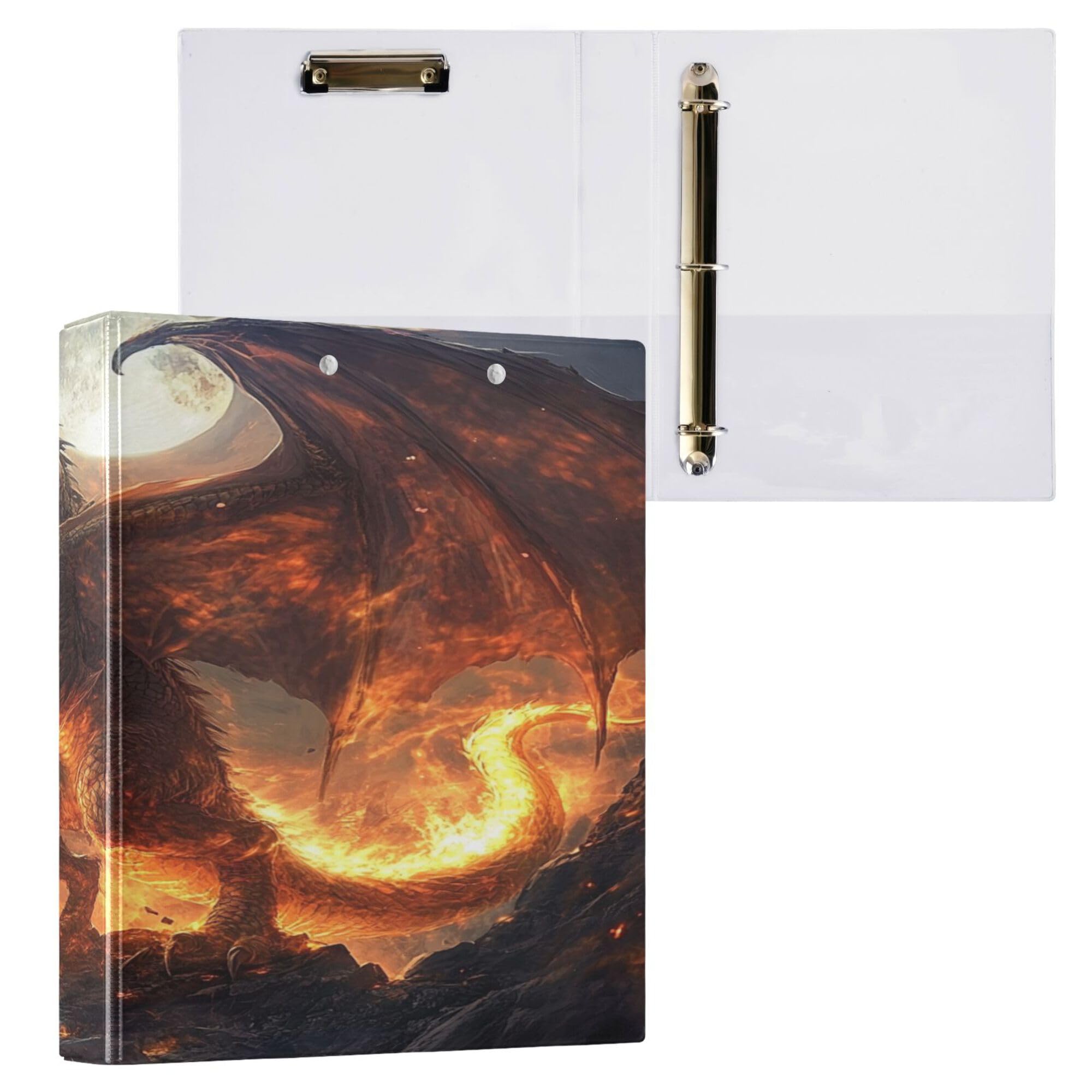 1.5" Binder Three-Rings School Supplies Binder with Interior Pockets Assorted Binders 200 Sheets 1 Pack Dragon