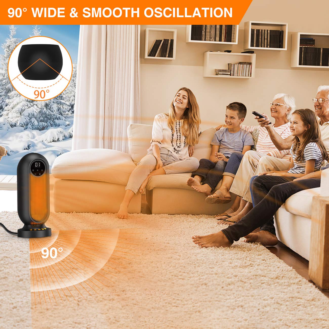 Amazon.com: Infray Space Heater, 1500W Oscillating Electric Tower Heater  with 3 Modes, Portable Fast Heating Ceramic Fan Heater with 12H Timer,  Remote Control u0026 LED Display for Home Indoor Use : Home
