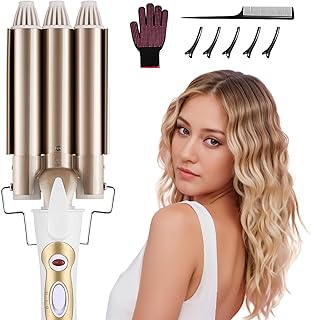 DazSpirit 3 Barrel Hair Wavers for Long/Short Hair, 22 mm Hair Curler Mermaid Hair Waver with 2 Temperature Control, Waver Curling Wand for Hair Styling Appliances