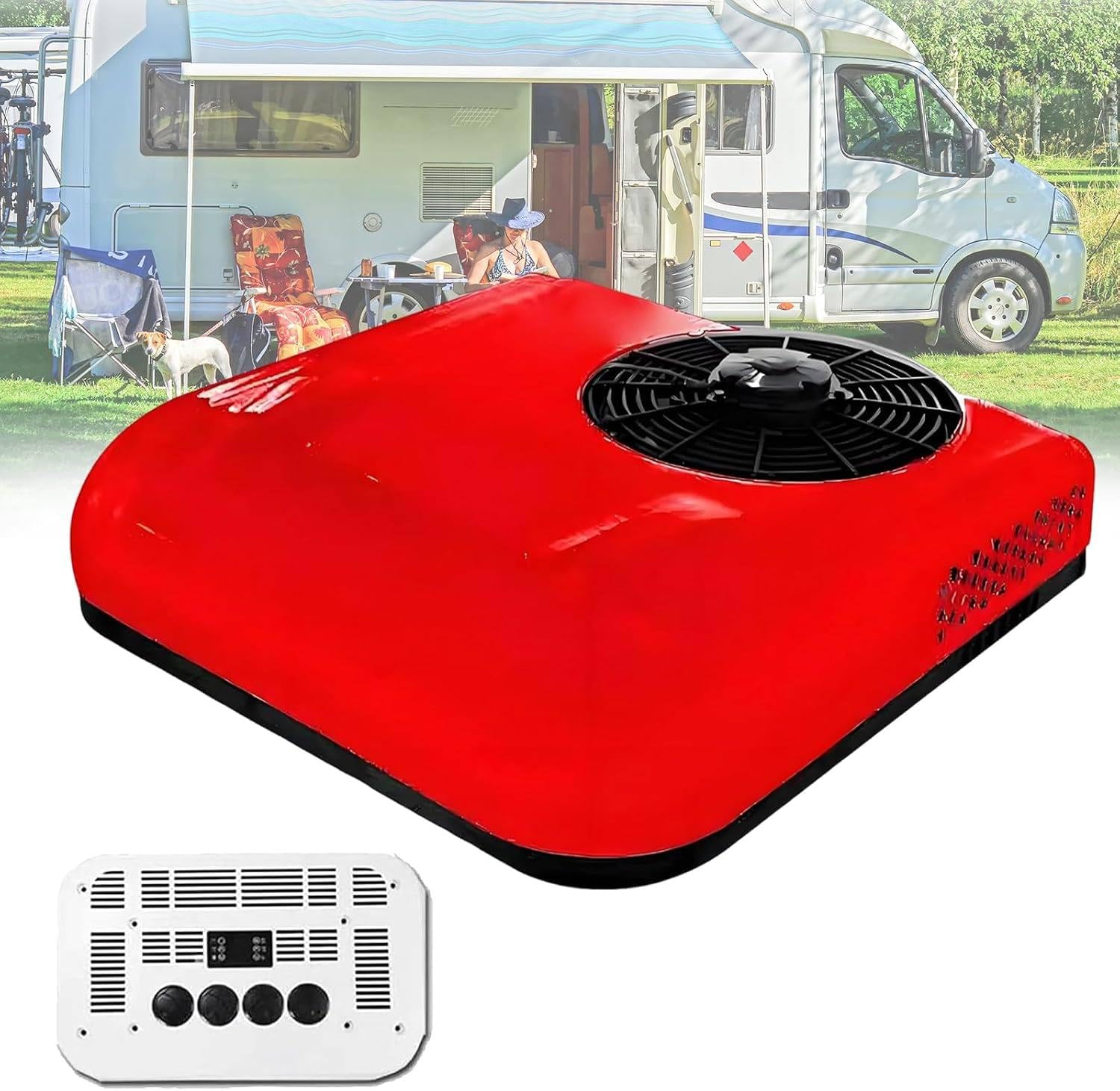 Dachowy Klimatyzator 12V/24V DC do Kampera i Ciężarówki Red-24V