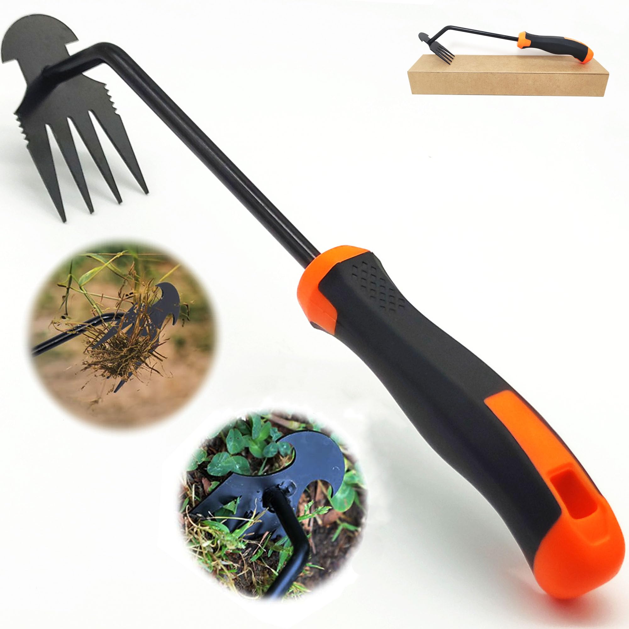 Hand Weed Puller Dual-Action 4-Claw Weeder with Ergonomic Grip Garden Tool for Efficient Root Removal Precision Weed Extraction Ideal for Garden Enthusiasts
