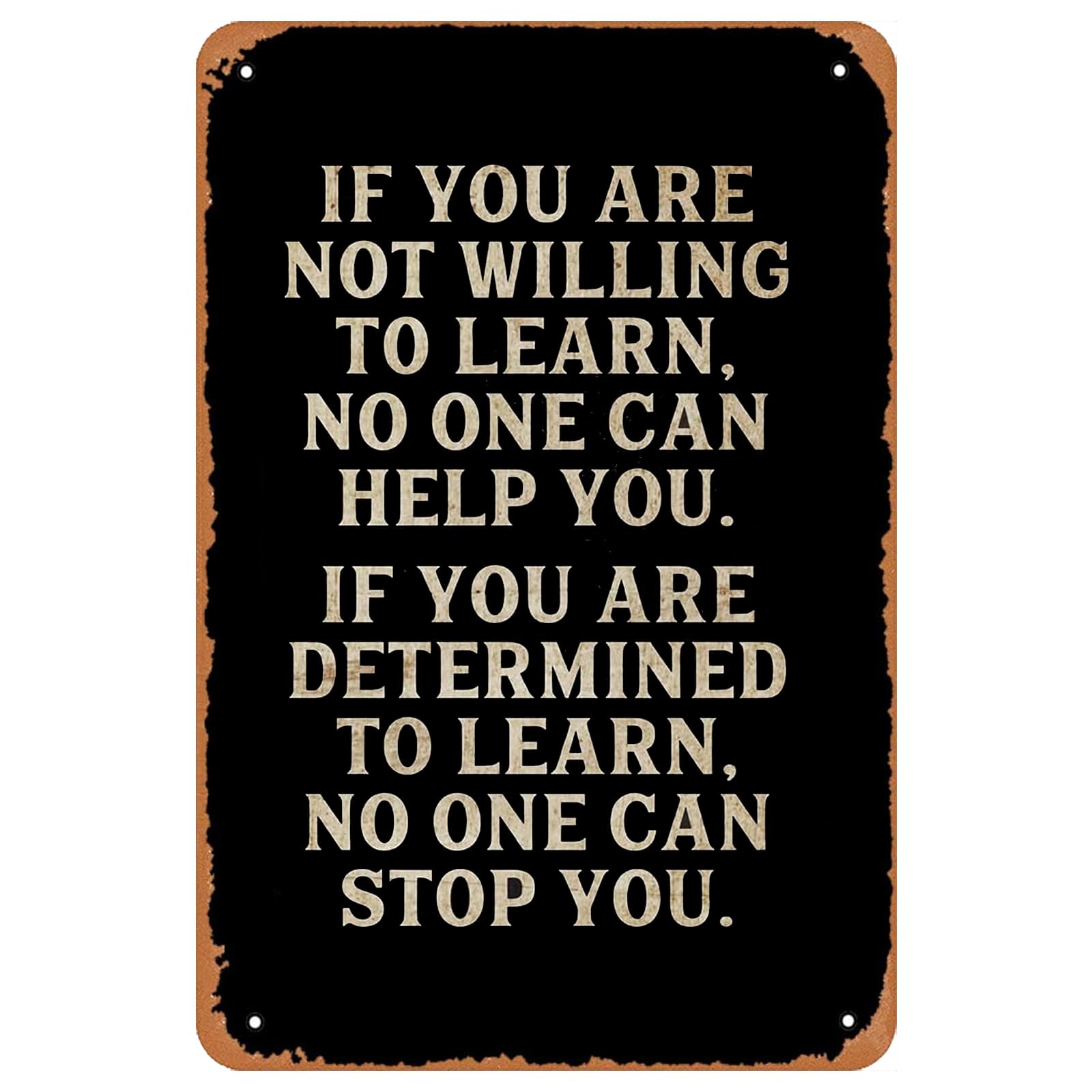 Positive Office Learning Vintage Metal Sign Workplace Motivational Slogan Rustic Wall Decor for Home Cafe Office Club 8x12 Inch