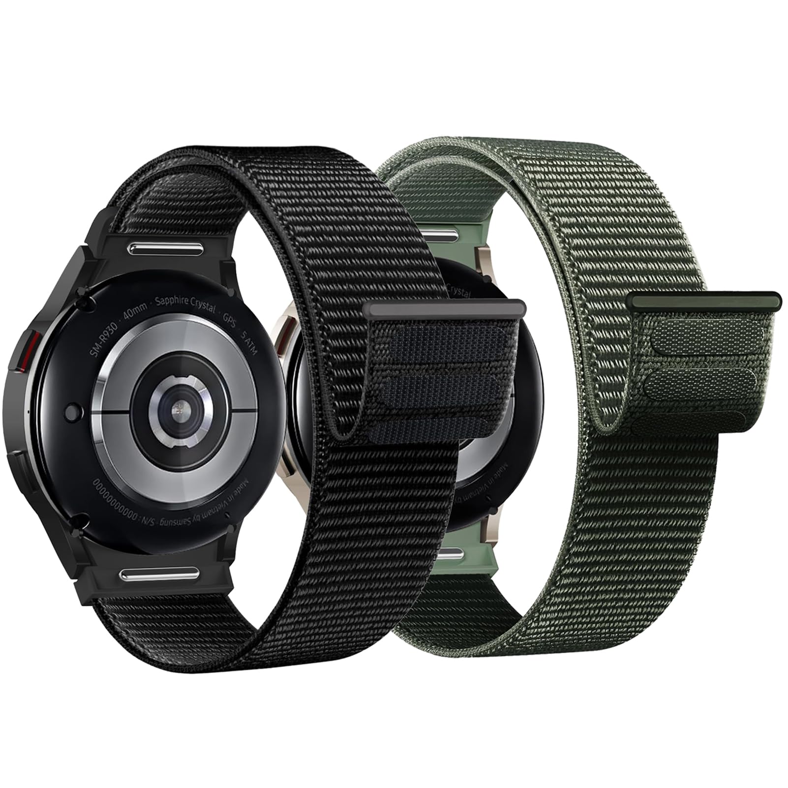 One Click Straps for Samsung Galaxy Watch 7/6/5/4/FE - 40mm/44mm, 47mm/43mm, 46mm/42mm - Sport Loop Band, Breathable Nylon, No Gap, For Men & Women