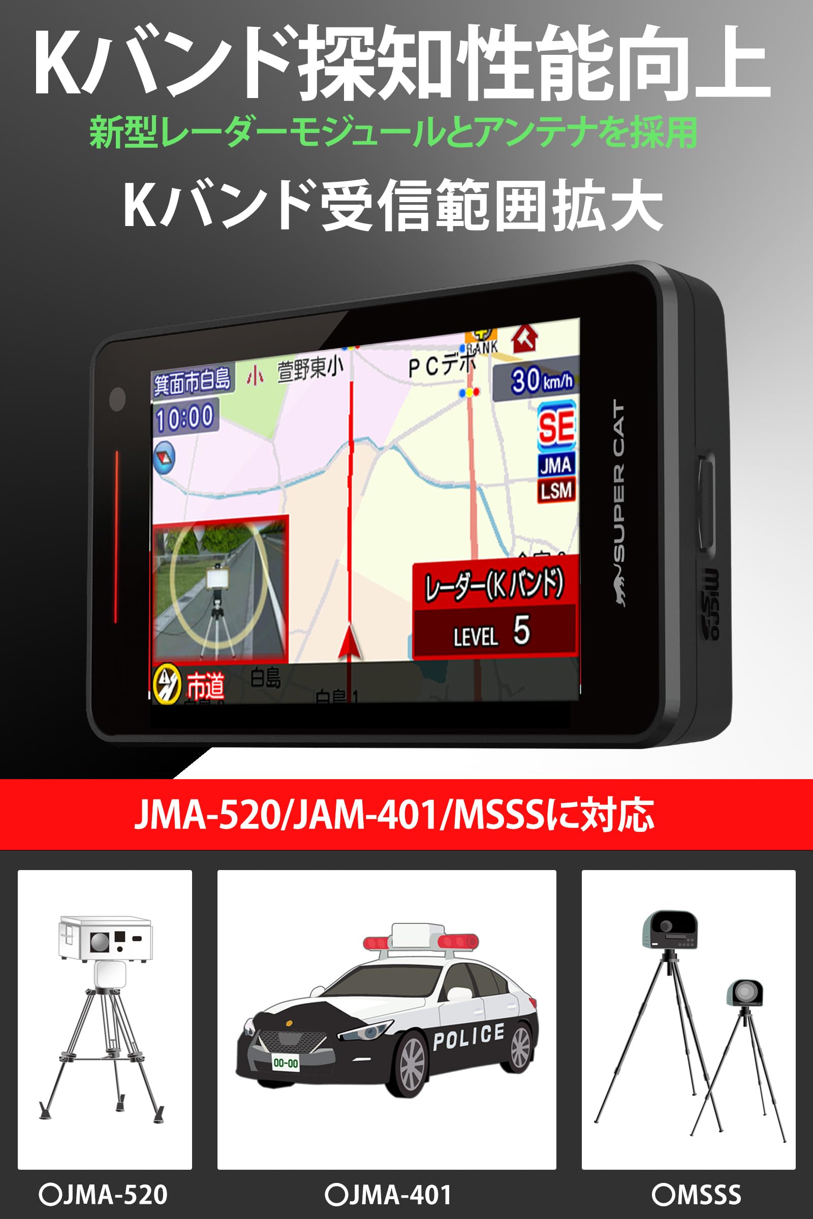 Yupiteru Super Cat WRA100 Laser & Radar Detector JMA-502-401/MSSS