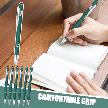 50 Pcs Black Inkling Ballpoint Pen with Stylus 2 in 1 Ballpoint Pen for Touch Screens, 2 in 1 Thank You Pen Gift for Colleagues, Coworker, Office (Deep Green)