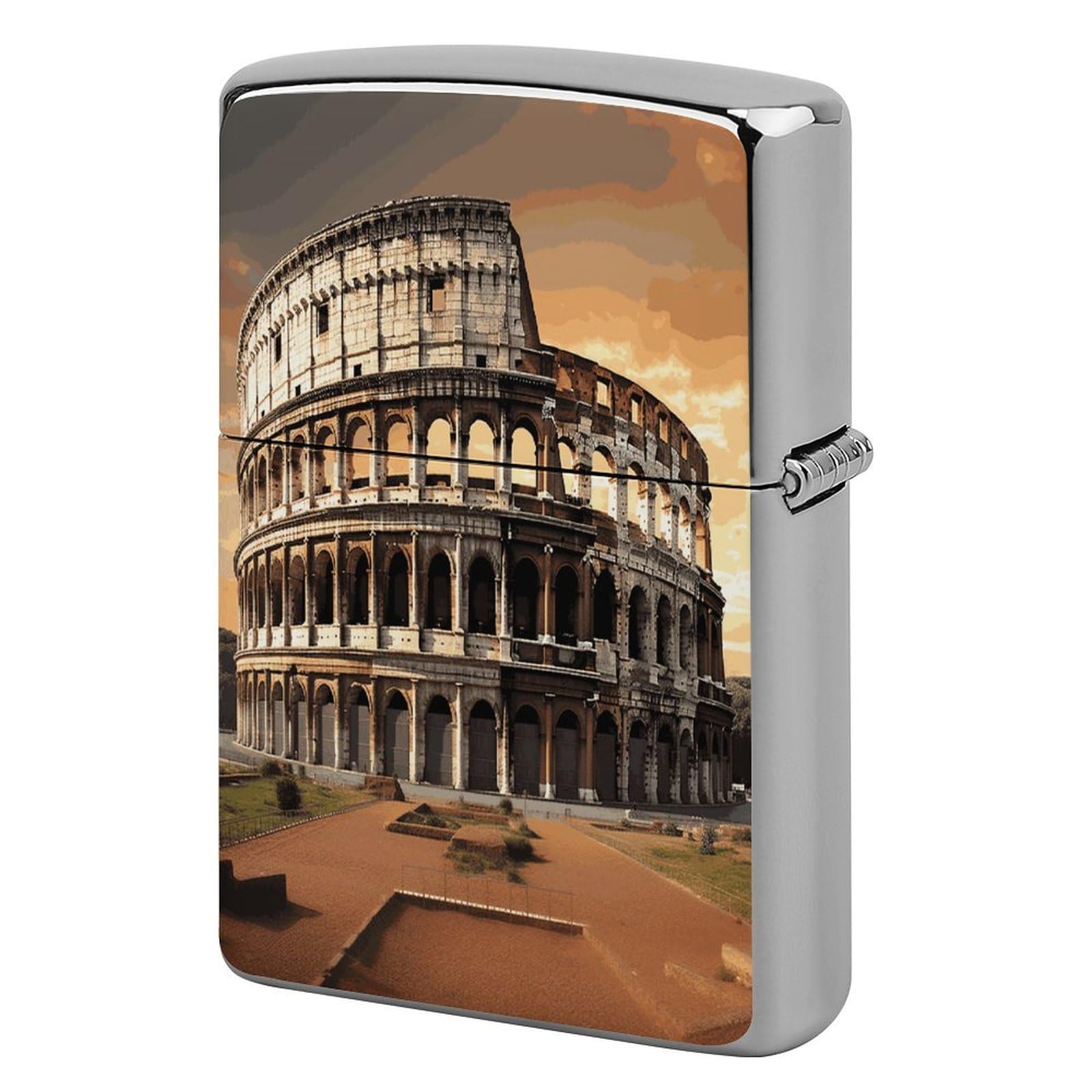 Fekiloot Style Ancient Colosseum Lighter Case Cover Metal Lighter Case
