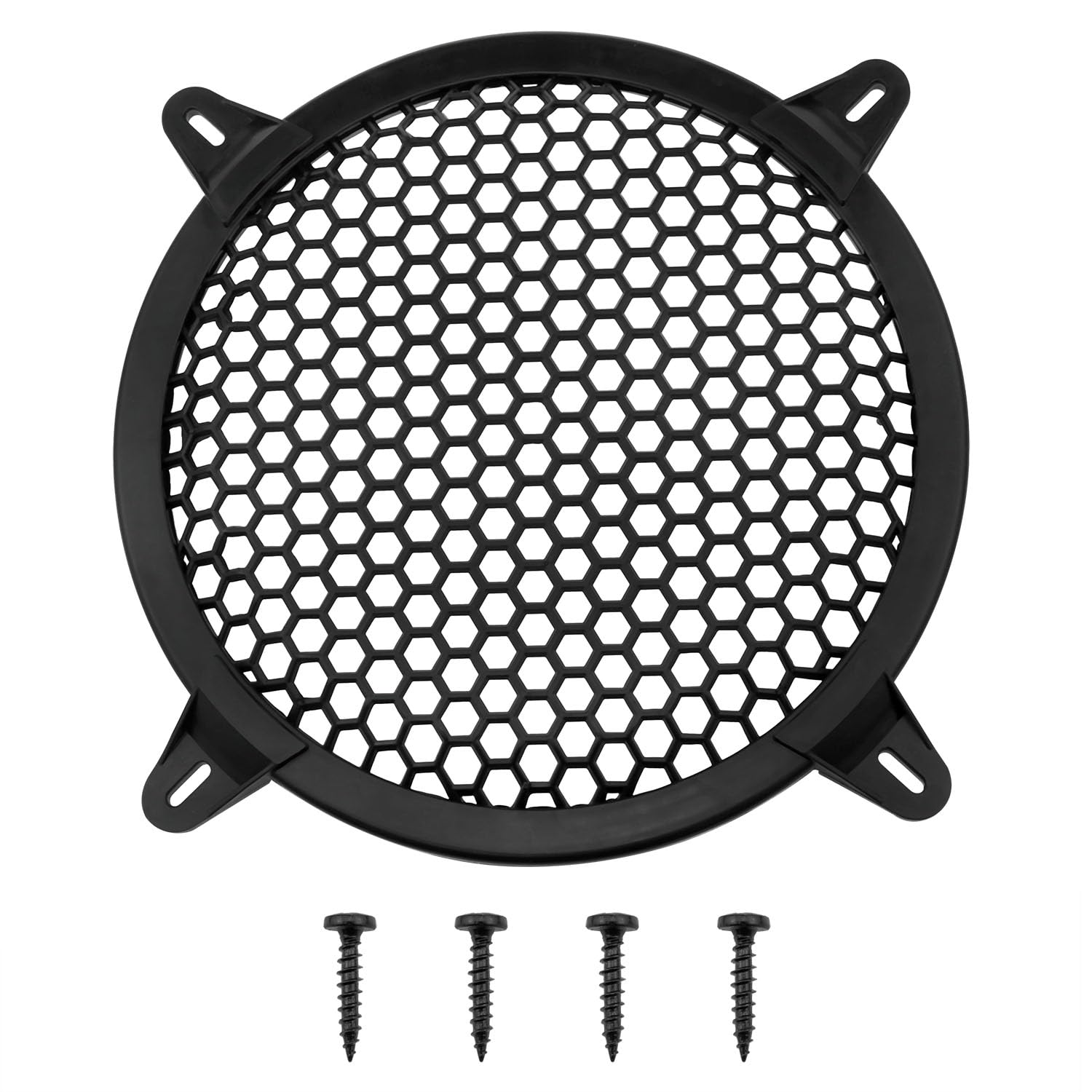 Yocimango 8 Inch Durable Plastic Mesh Waffle Speaker Cover Screws Audio Sub Woofer Grille Net Protector Cover Horn Guard Grills Decorative DIY Home Stereo and Car Speakers Black 1PCS