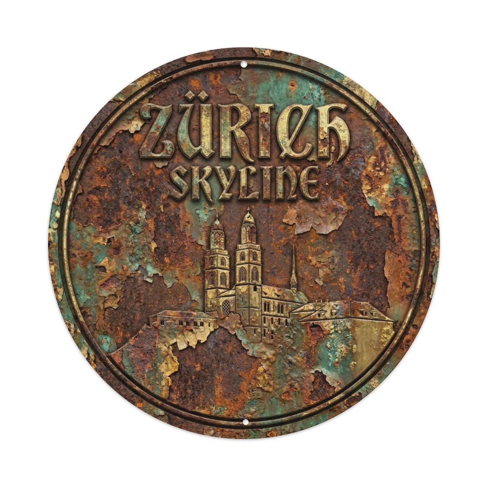 Vintage Travel Zurich Switzerland Crest Vintage Metal Tin Sign Plaque Wall Decor for Cafe, Club Bar, Office, Garden Metal Poster 8x8Inch