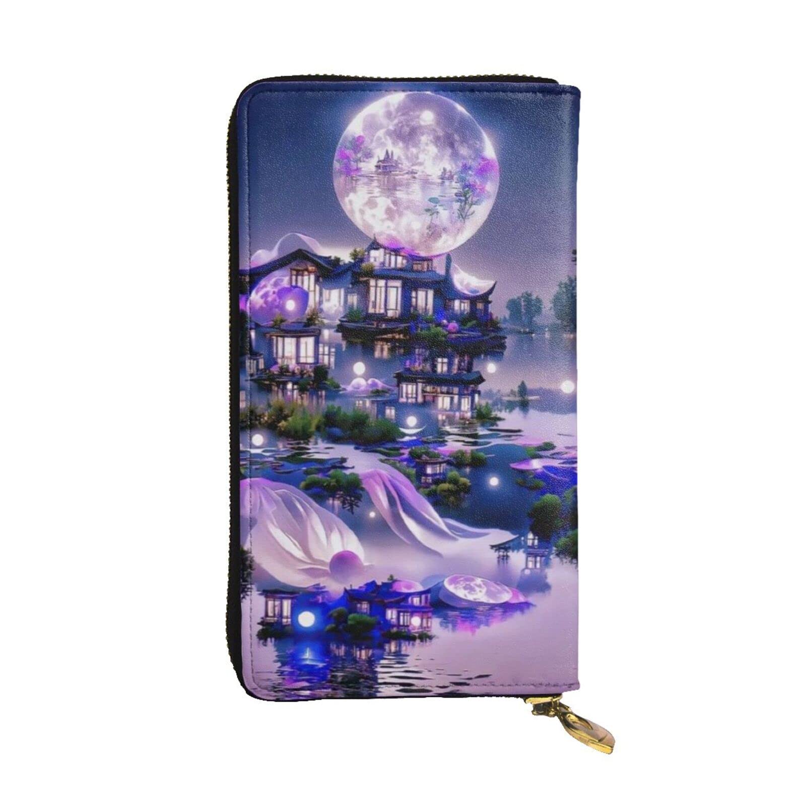 長財布　紫　夜空　月デザイン Amazon | [RFSHOP] 紫の夜景（4） 財布 長財布 本革 レザー ウォレット