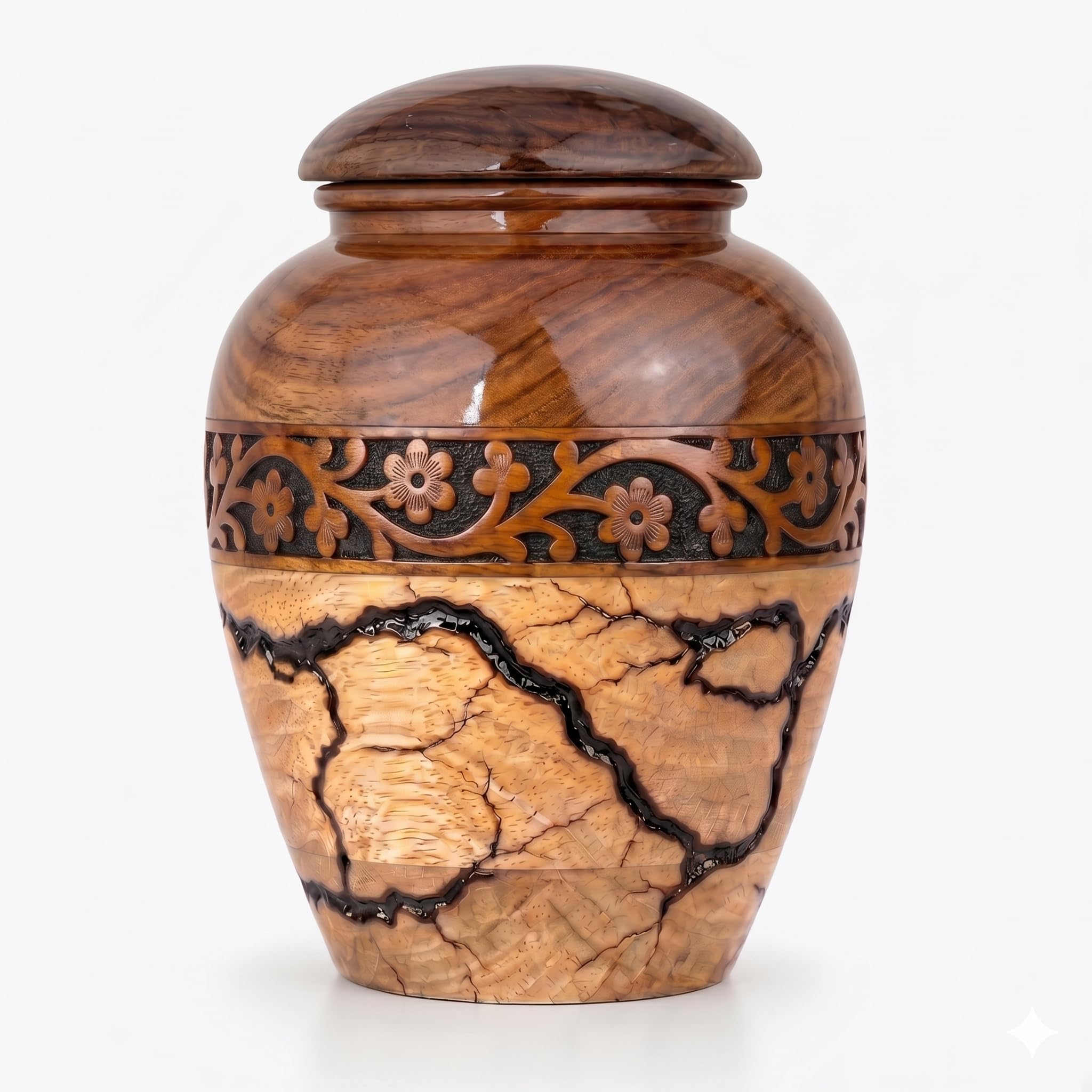 Emporium Crafts Wooden Cremation Urn - Handcrafted Urns for Human Ashes Adult Male & Female - Decorative Urn, Pet Urn