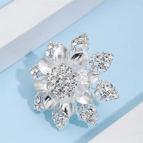 Miniatura 3 de Anillo de dedo de flor de cristal vintage, anillo ovalado grande con diamantes de imitación, anillos geométricos de hoja de cristal, joyería para