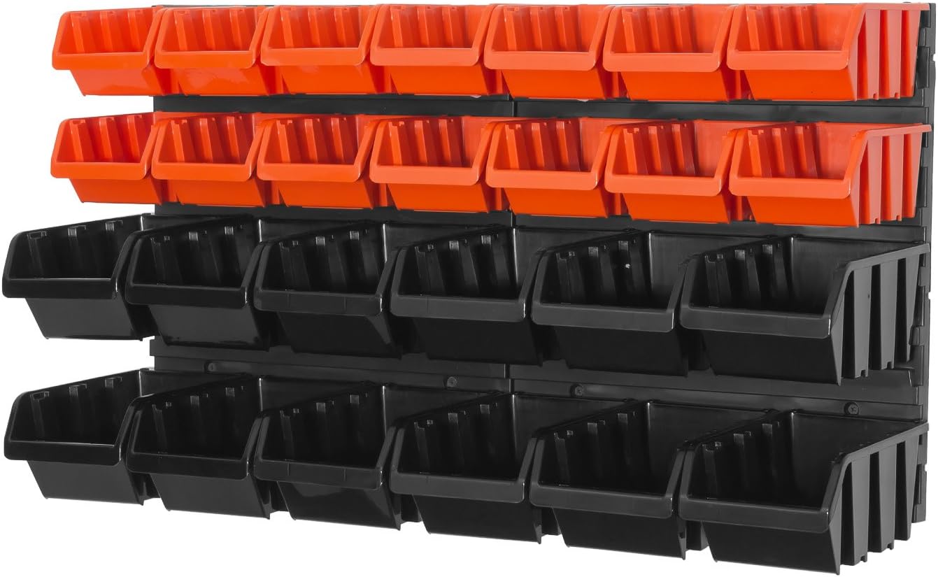 Storage Bins with Wall Mounted Panel - 24 Bins in 2 Sizes, More Combinations Available