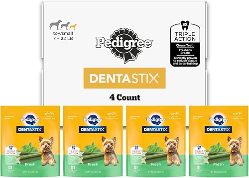 Pedigree Dentastix - Golosinas dentales para perros de juguetepequeños, huesos dentales de sabor fresco, 49.24 onzas, paquete múltiple (204