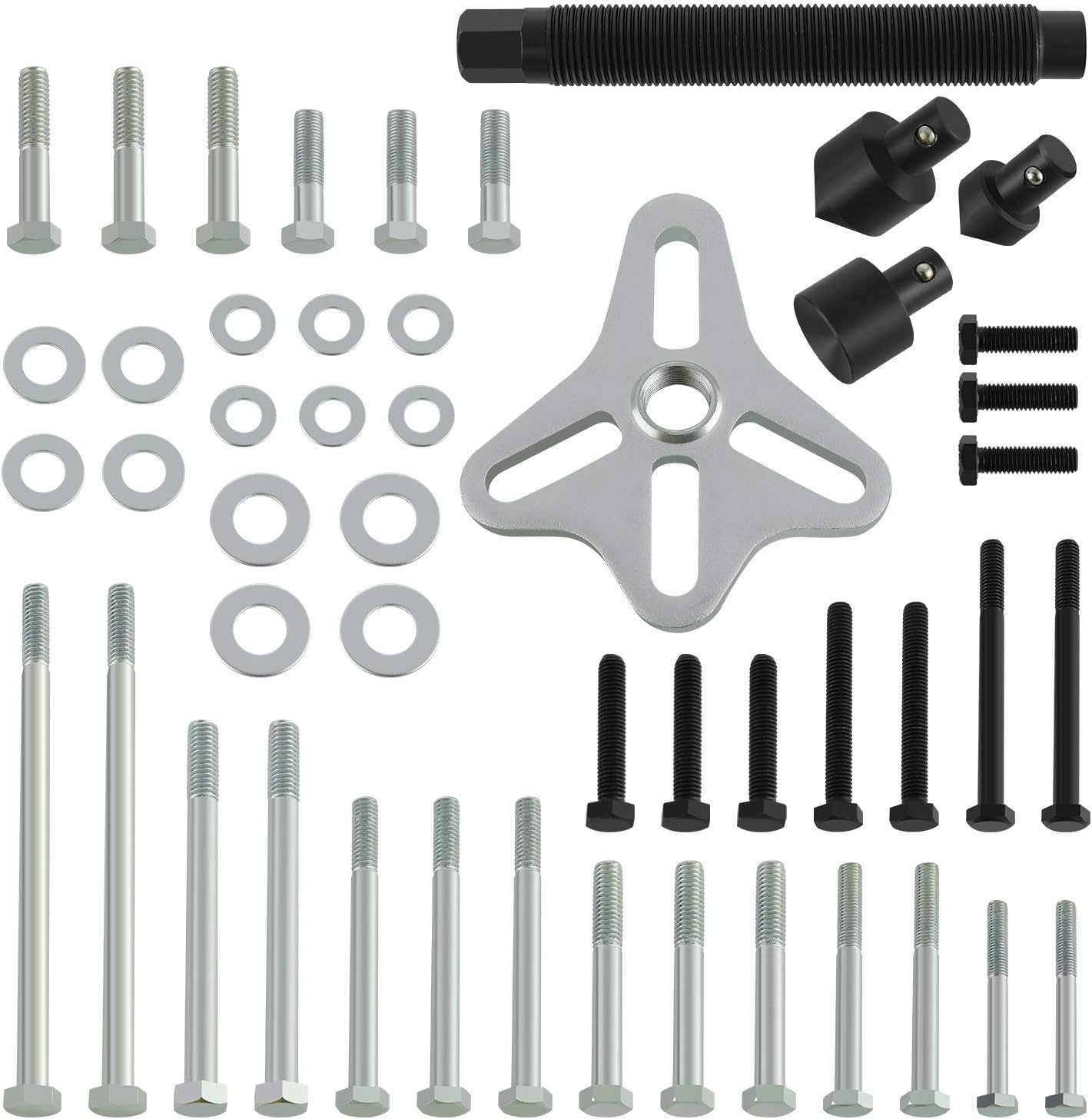 46 Pieces Steering Wheel Puller Kit, Use with Harmonic Balancers, Crankshaft Pulleys and Gears, Work on Most Cars, Pickups, SUVs
