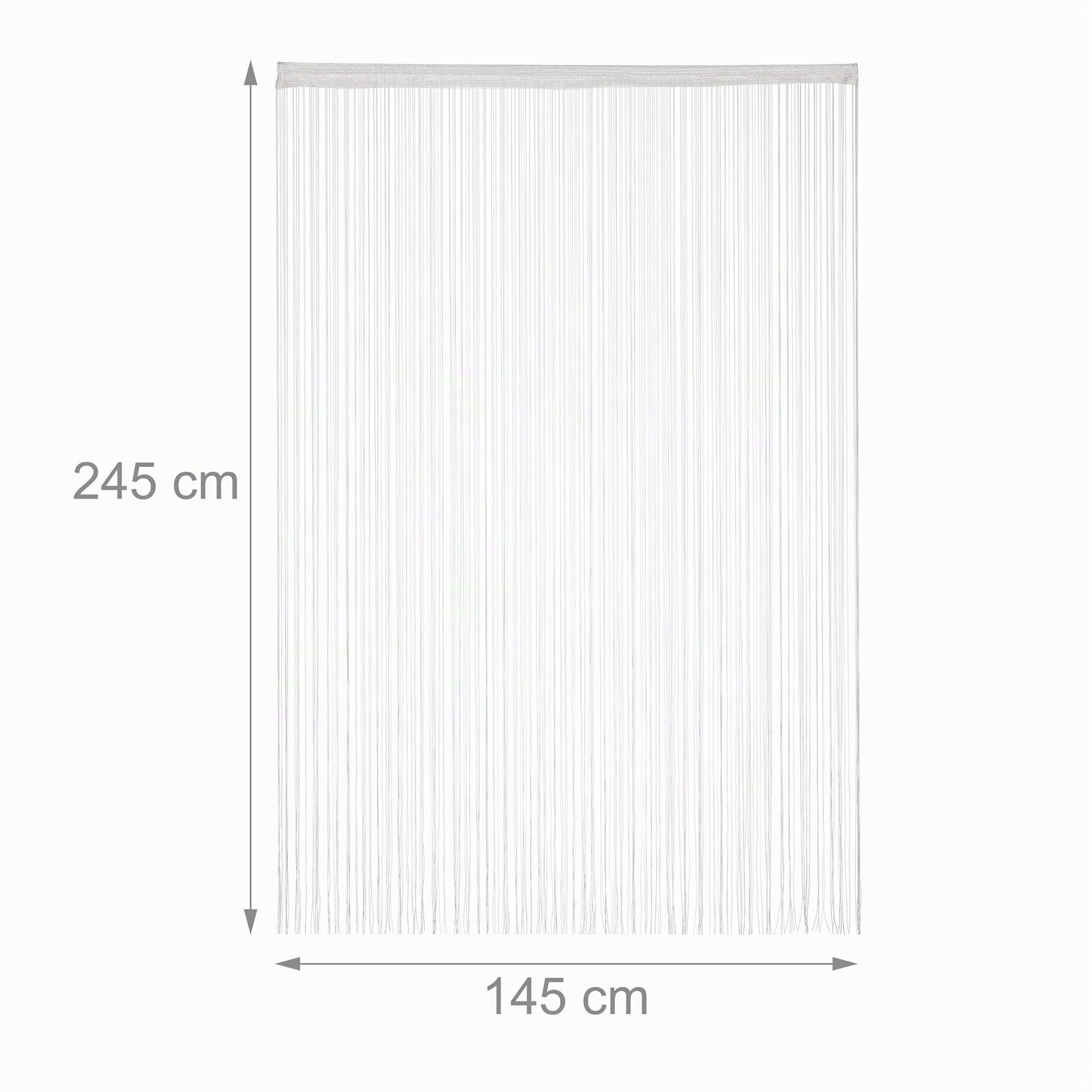 Relaxdays 5x Tenda a Fili Bianca, Accorciabile, con Passanti, per Porte e Finestre, 145x245 cm, Bianca