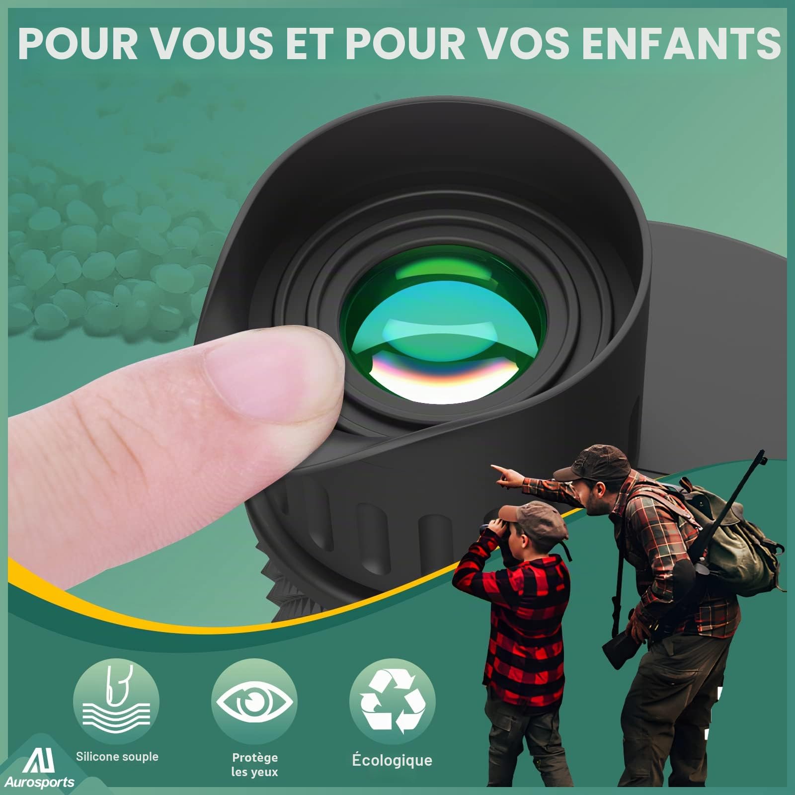 Jumelles Compactes Puissante 10x25 pour Adultes Enfants Aurosports, Jumelles Puissante avec BAK4 Prime, Faible éclairage Clair Vision, Idéal pour Sports de Plein air Jeux et Les Concerts