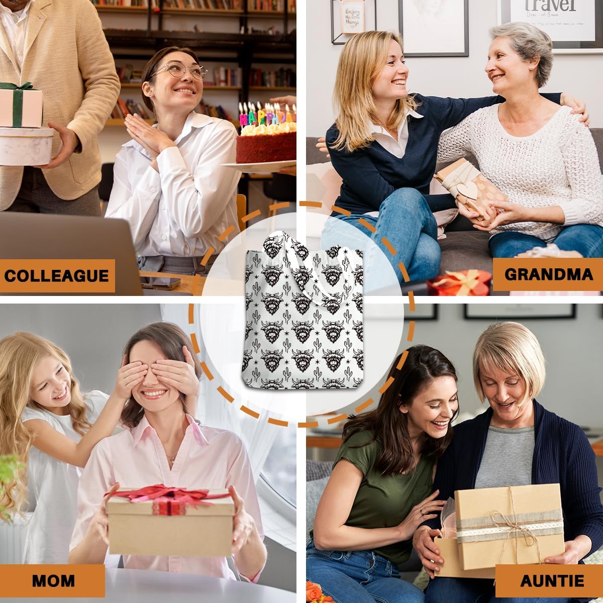 Western Decor Tote Bag for Women Western Stuff Gifts for Women Girls Reusable Grocery Bags for Shopping Christmas - Image 6