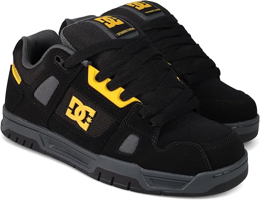 DC Shoes Mens Stag, Black/Grey/Gold, 12.5